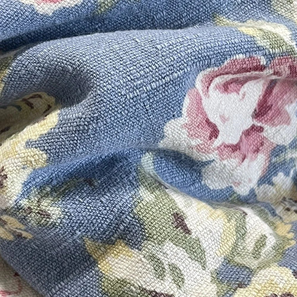 VTG 90s Eddie Bauer Home King Duvet & 2 King Shams Blue Cabbage Rose Cotton